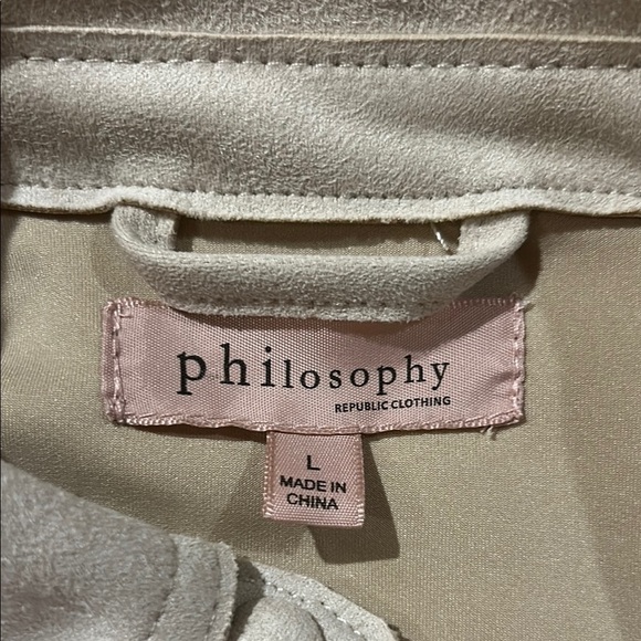 Philosophy Shacket Cream Button Down Shirt. Size Large. Pockets - Picture 8 of 14